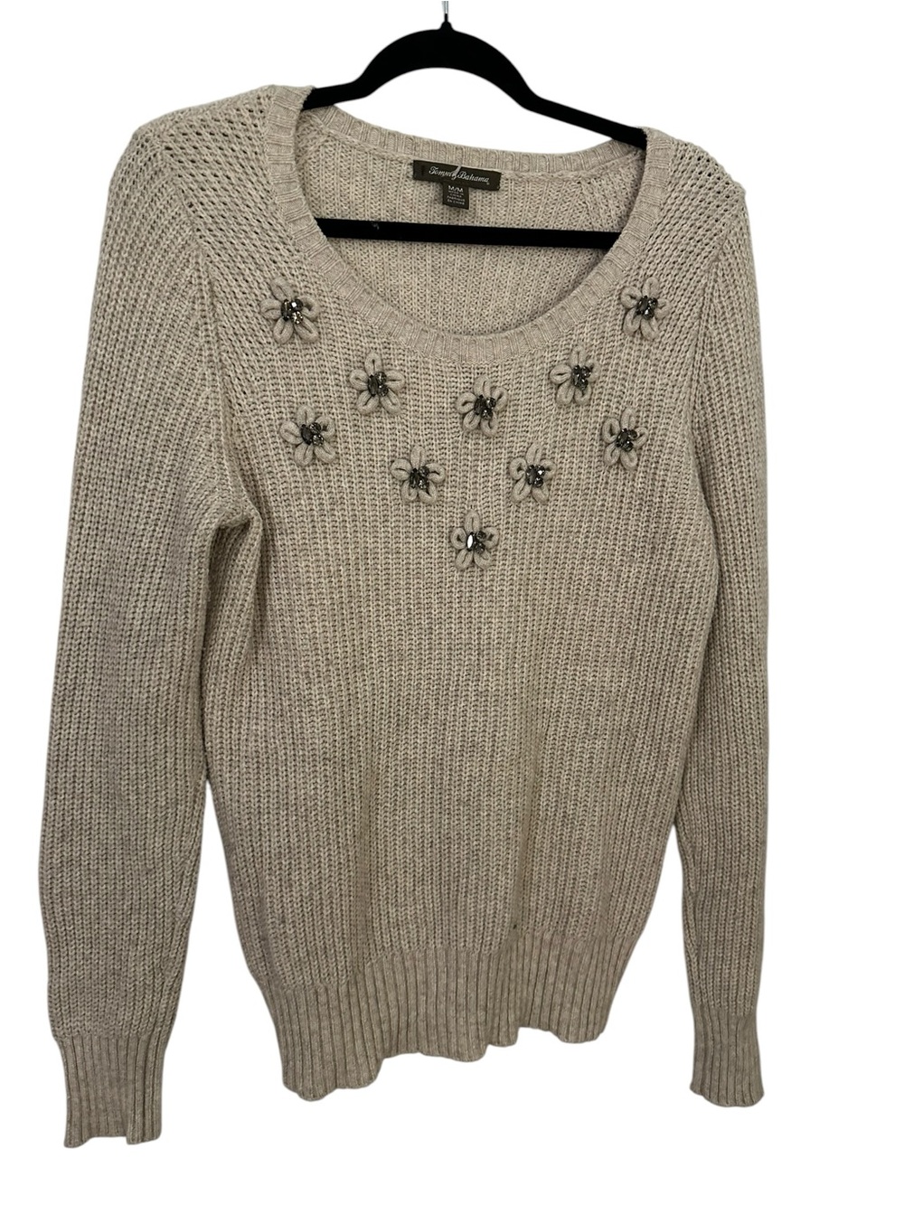 TOMMY BAHAMA Rhinestone Embroidered Sweater